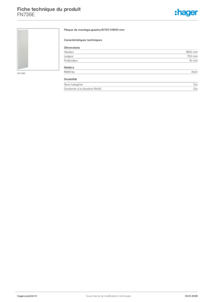 Image Hager Fiche technique du produit FN736E | Hager Afrique