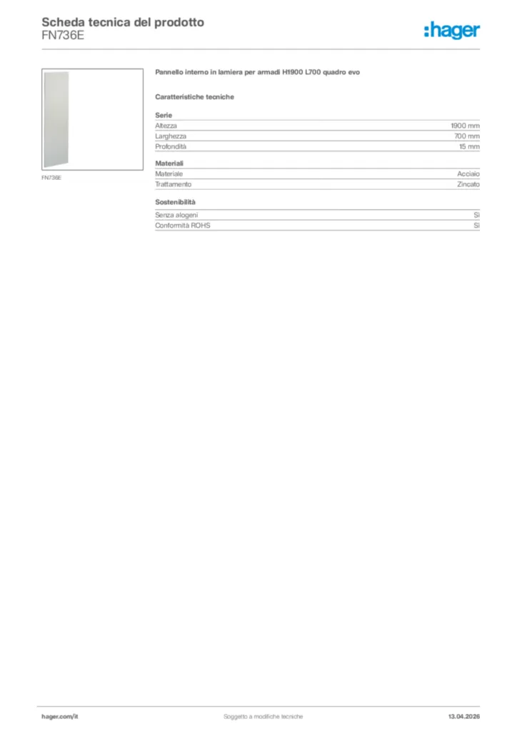 Immagine Hager Scheda tecnica del prodotto FN736E | Hager Italia