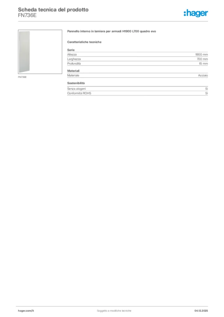 Immagine Hager Scheda tecnica del prodotto FN736E | Hager Italia