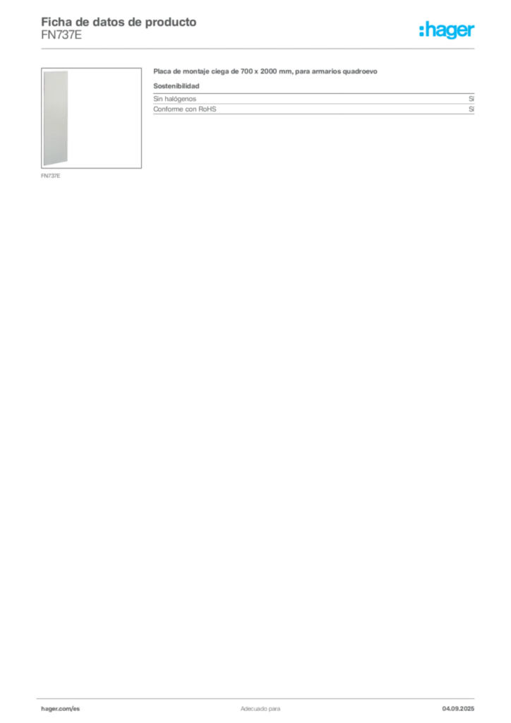 Imagen Hager Ficha de datos de producto FN737E | Hager España
