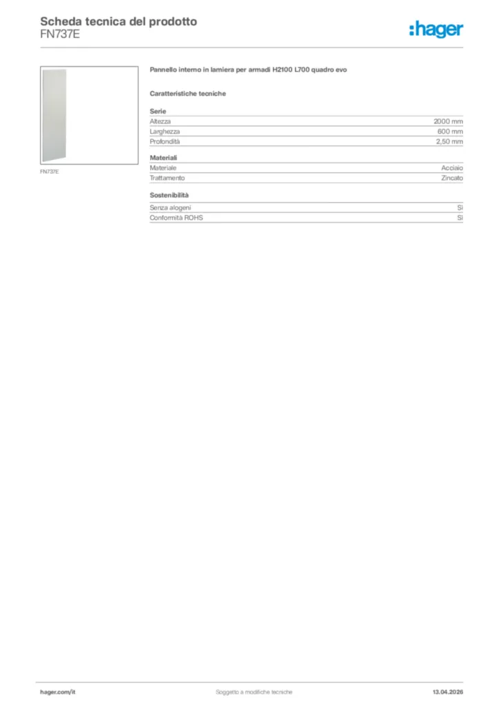 Immagine Hager Scheda tecnica del prodotto FN737E | Hager Italia