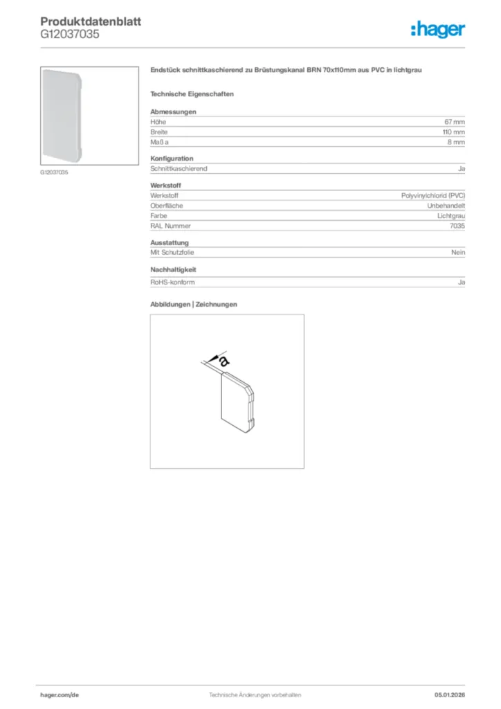 Bild Hager Produktdatenblatt G12037035 | Hager Deutschland