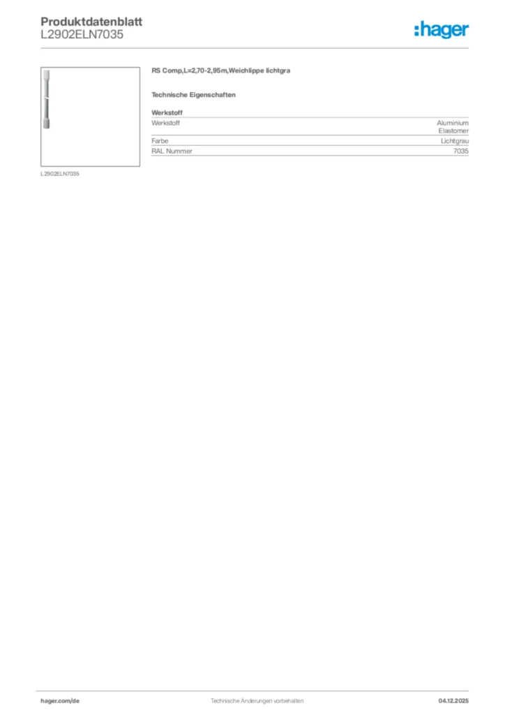 Bild Hager Produktdatenblatt L2902ELN7035 | Hager Deutschland