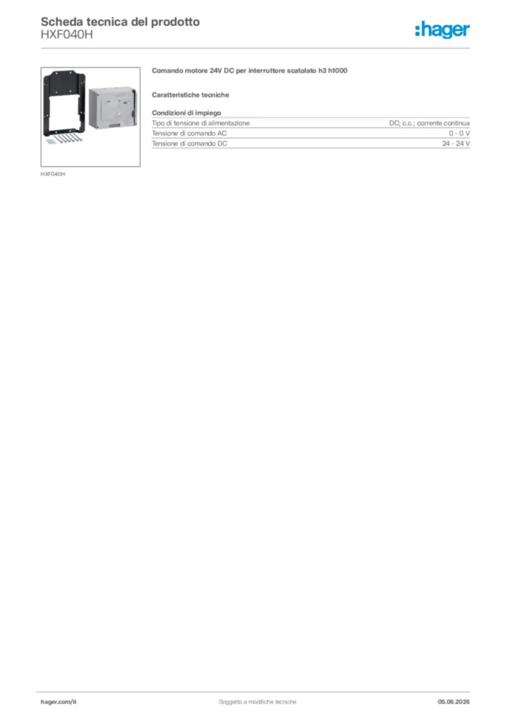 Immagine Hager Scheda tecnica del prodotto HXF040H | Hager Italia