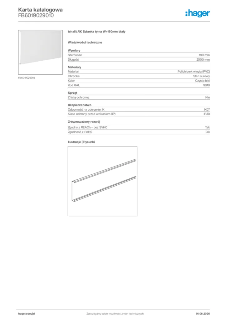 Zdjęcie Hager Karta katalogowa FB6019029010 | Hager Polska