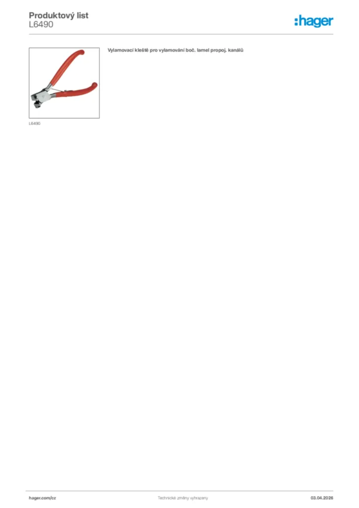 Obrázek Hager Product data sheet L6490 | Hager