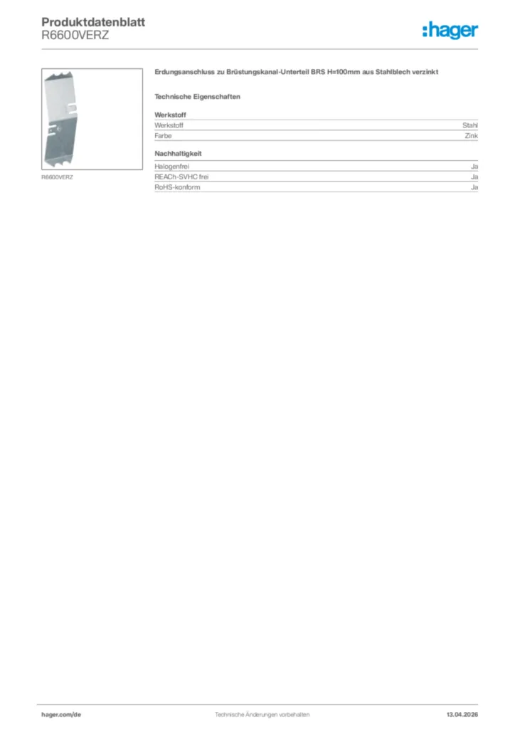 Bild Hager Produktdatenblatt R6600VERZ | Hager Deutschland