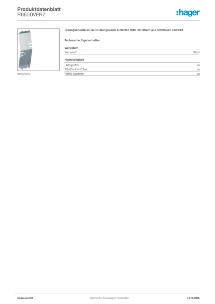 Bild Hager Produktdatenblatt R6600VERZ | Hager Deutschland