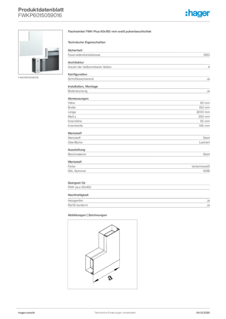 Bild Hager Produktdatenblatt FWKP6015059016 | Hager Deutschland