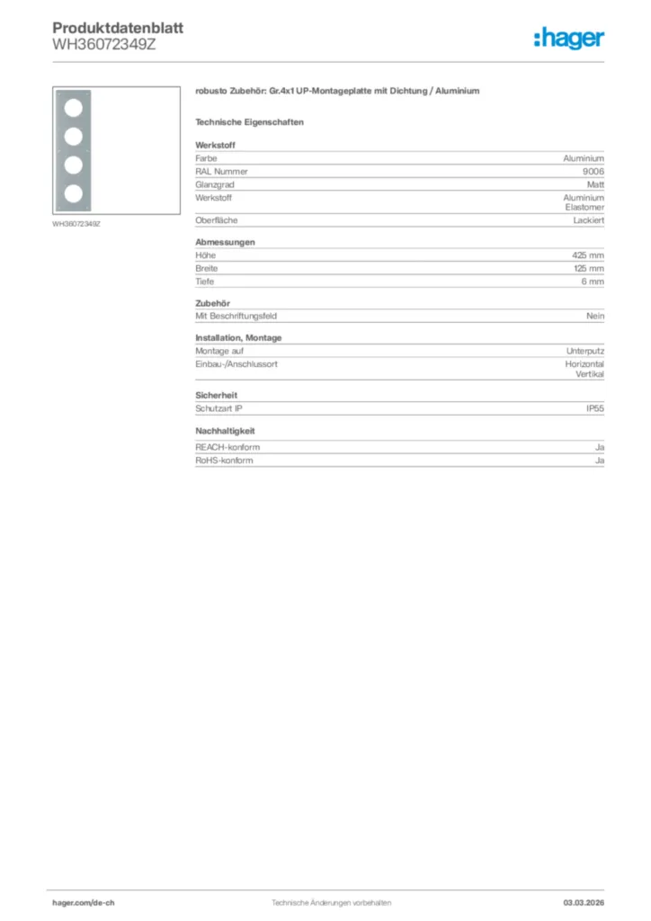 Bild Hager Produktdatenblatt WH36072349Z | Hager Schweiz