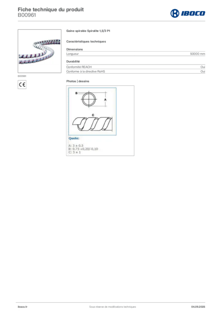 Image Iboco Fiche technique du produit B00961 | Hager France