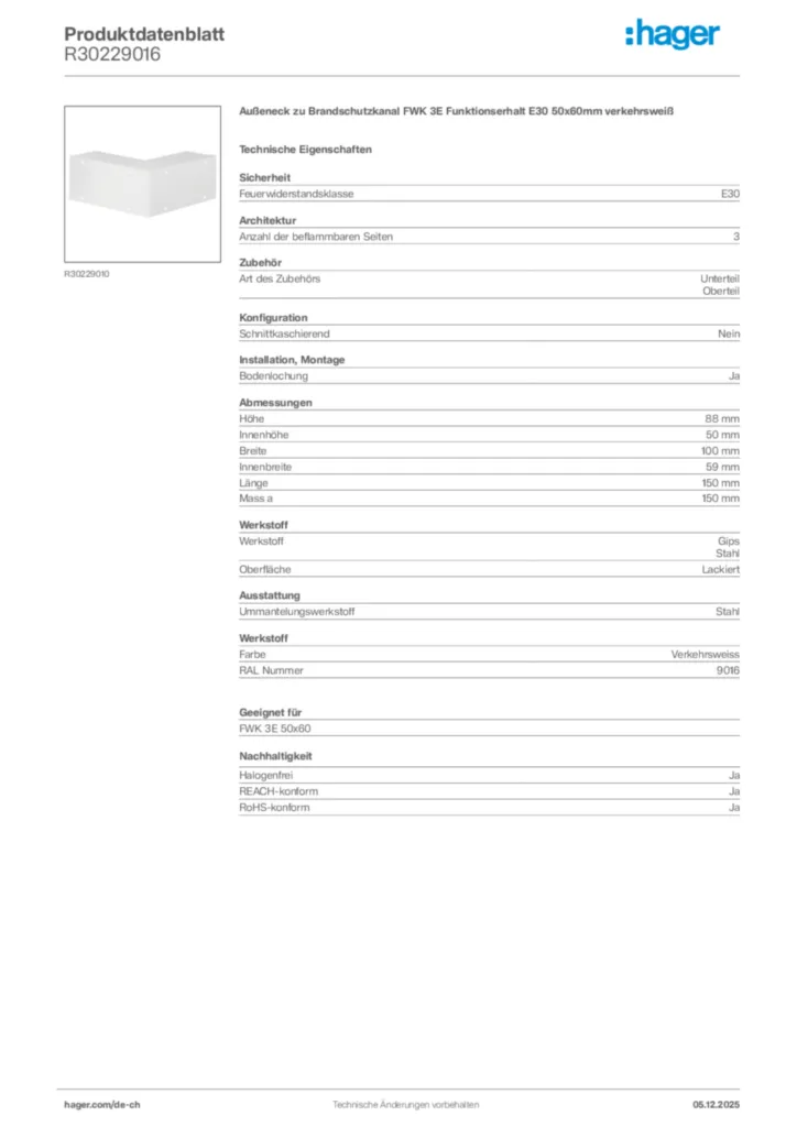 Bild Hager Produktdatenblatt R30229016 | Hager Schweiz