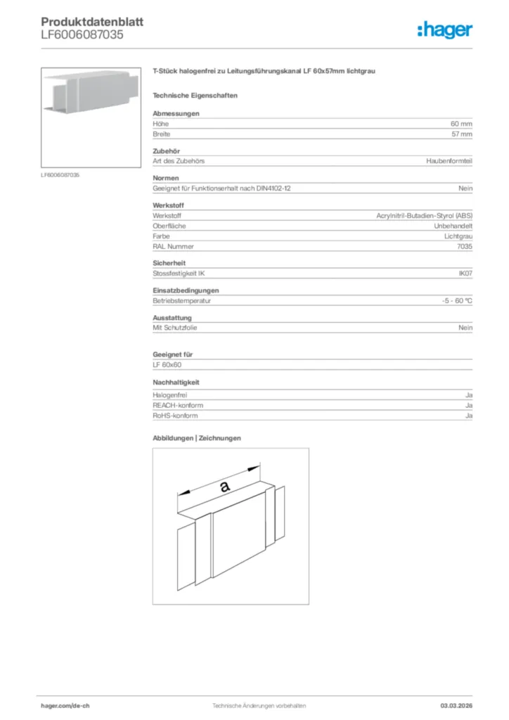 Bild Hager Produktdatenblatt LF6006087035 | Hager Schweiz