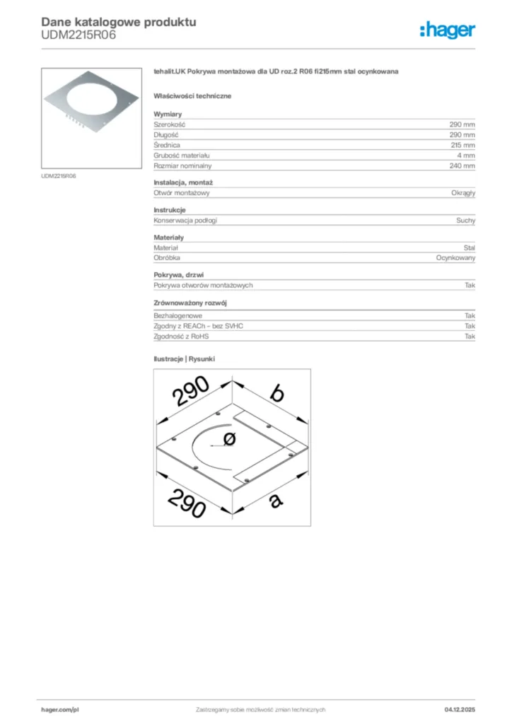 Zdjęcie Hager Karta katalogowa UDM2215R06 | Hager Polska
