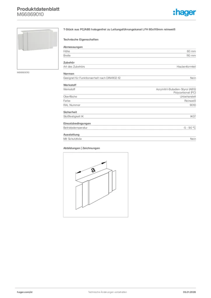 Bild Hager Produktdatenblatt M66869010 | Hager Deutschland
