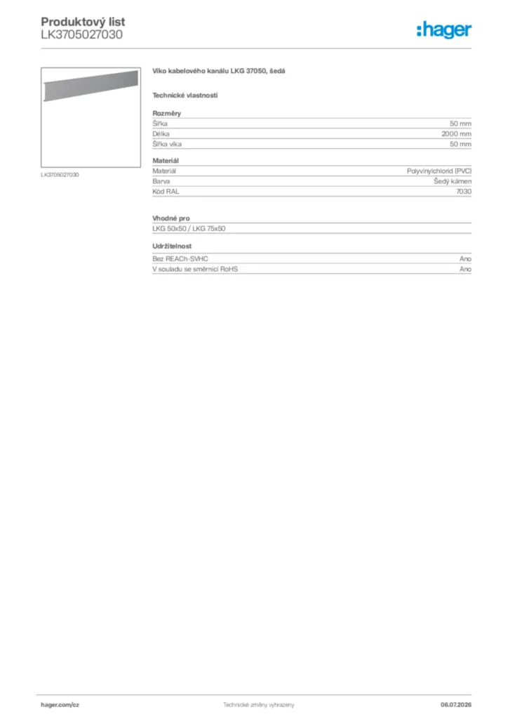 Obrázek Hager Generováno - Datový list produktu LK3705027030 | Hager