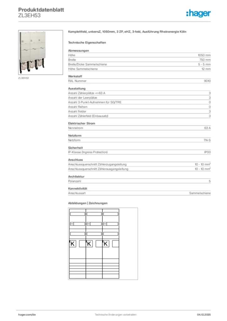Bild Hager Produktdatenblatt ZL3EH53 | Hager Deutschland