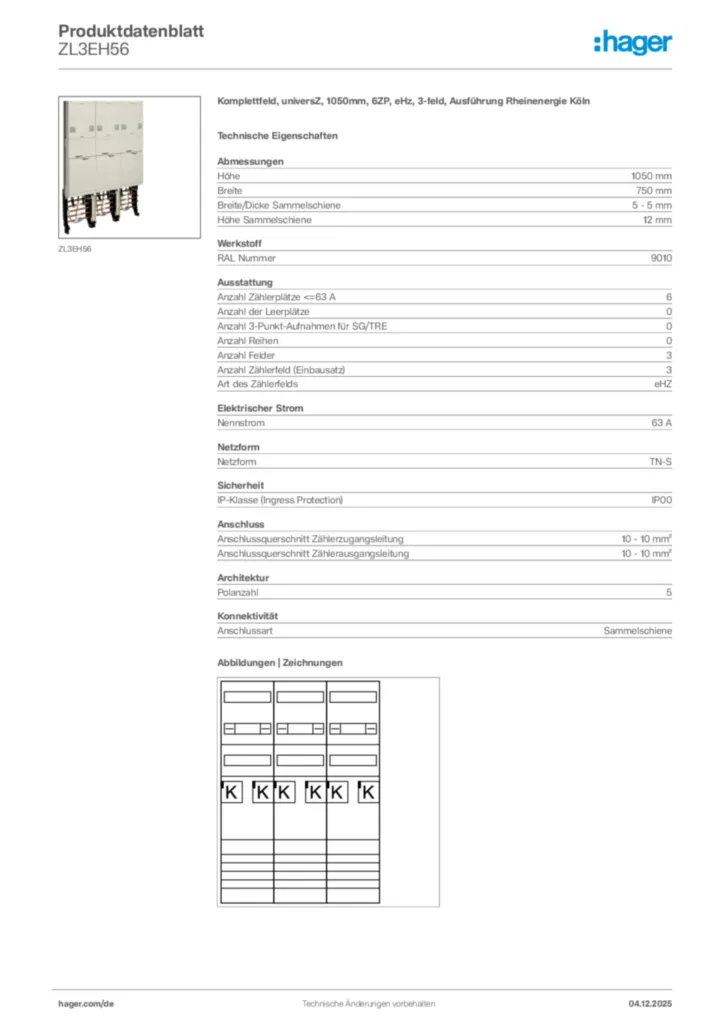 Bild Hager Produktdatenblatt ZL3EH56 | Hager Deutschland