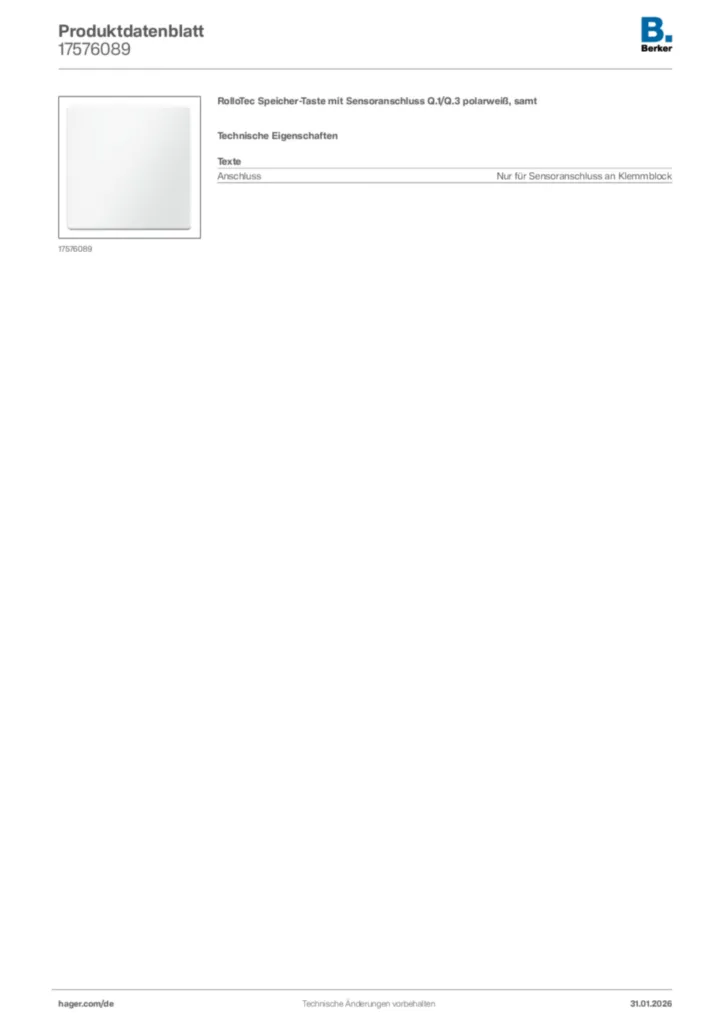 Bild Berker Produktdatenblatt 17576089 | Hager Deutschland