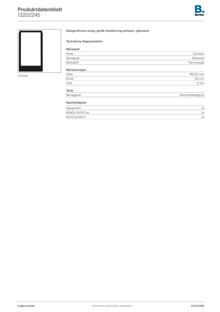 Berker Produktdatenblatt 13202245