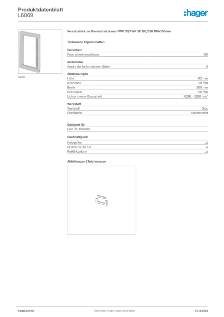 Bild Hager Produktdatenblatt L6869 | Hager Deutschland