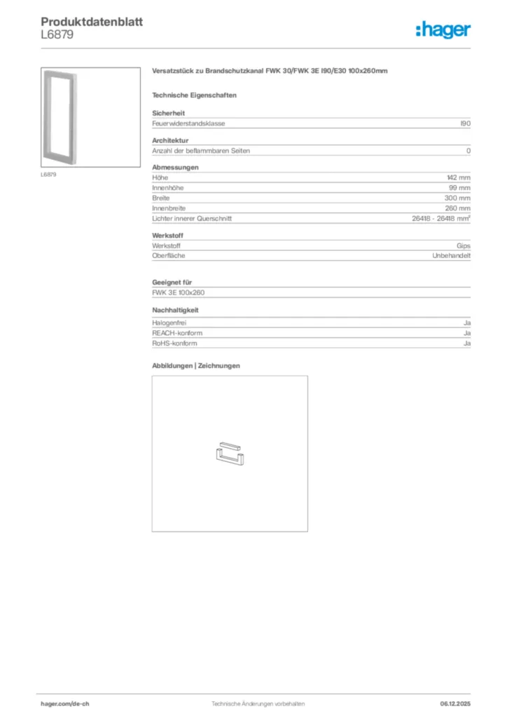 Bild Hager Produktdatenblatt L6879 | Hager Schweiz