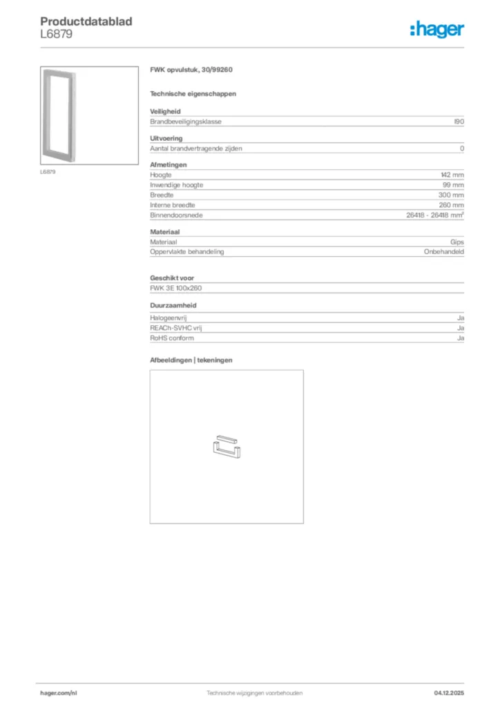 Afbeelding Hager Productdatablad L6879 | Hager Nederland