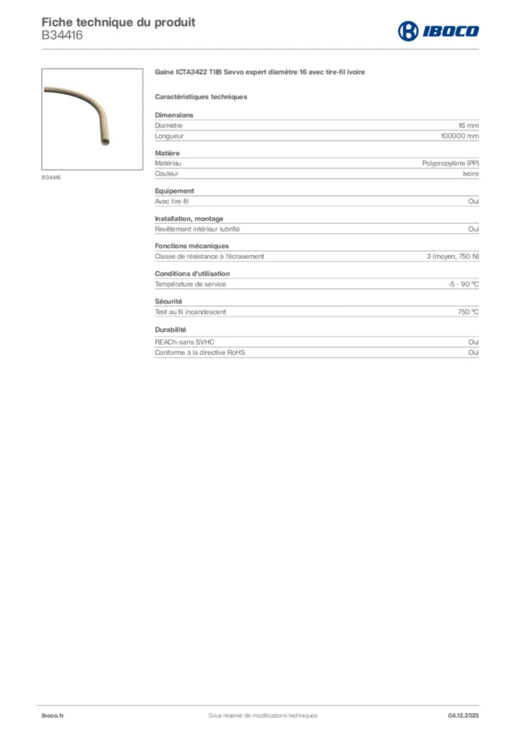 Image Iboco Fiche technique du produit B34416 | Hager France