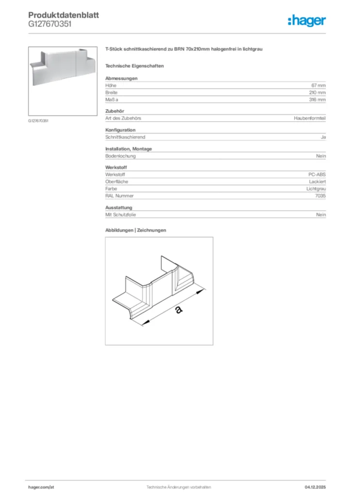 Bild Hager Produktdatenblatt G127670351 | Hager Deutschland