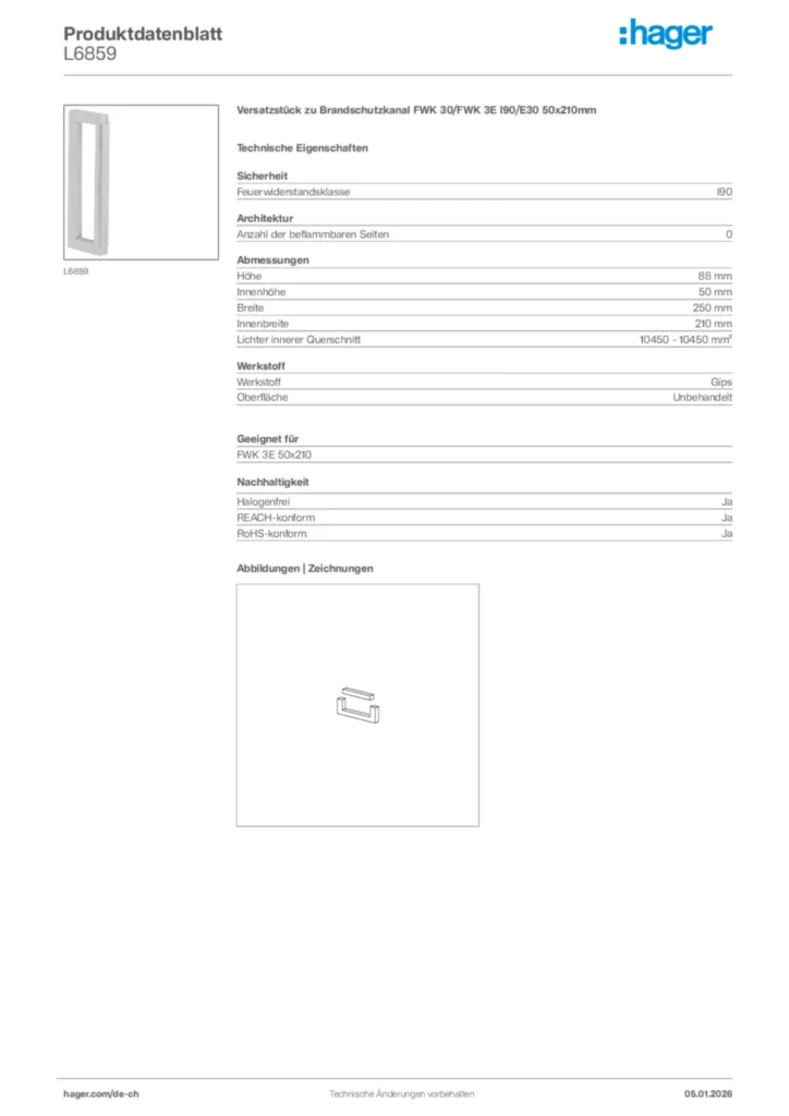 Bild Hager Produktdatenblatt L6859 | Hager Schweiz