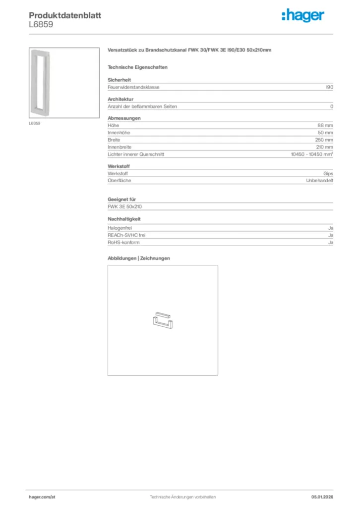 Bild Hager Produktdatenblatt L6859 | Hager Deutschland
