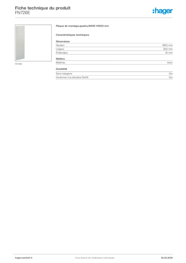 Image Hager Fiche technique du produit FN726E | Hager Afrique