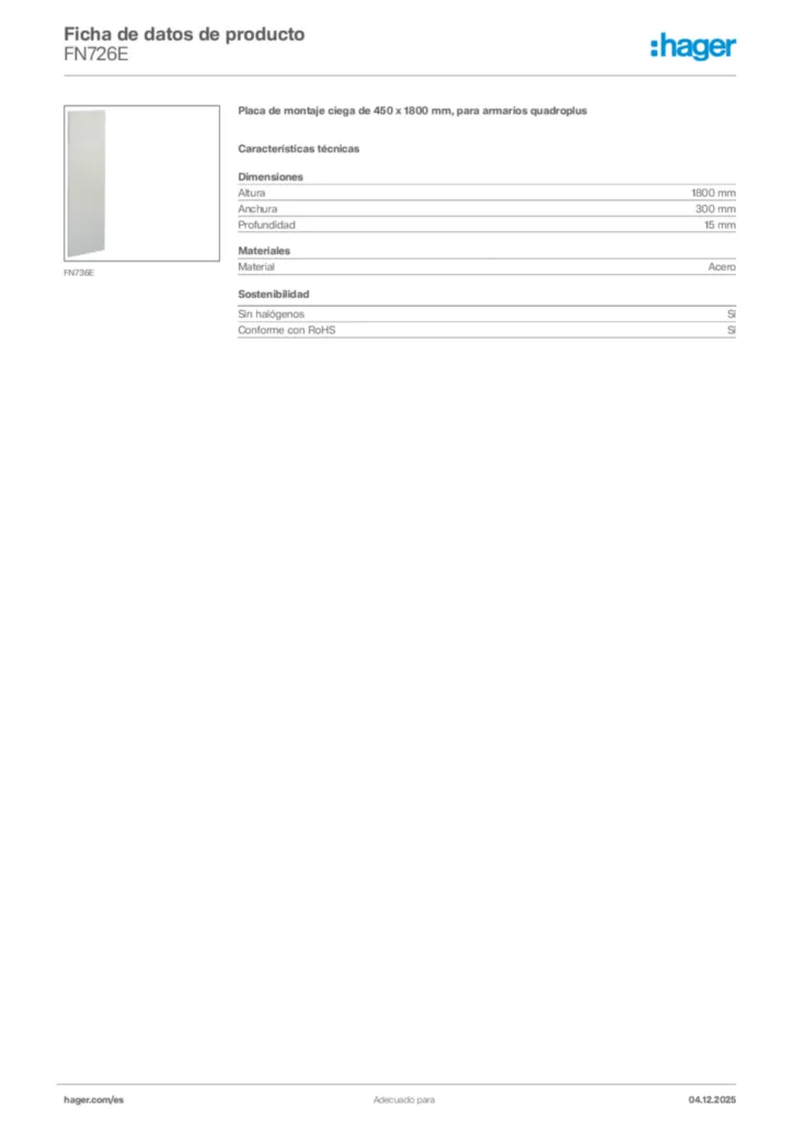 Imagen Hager Ficha de datos de producto FN726E | Hager España