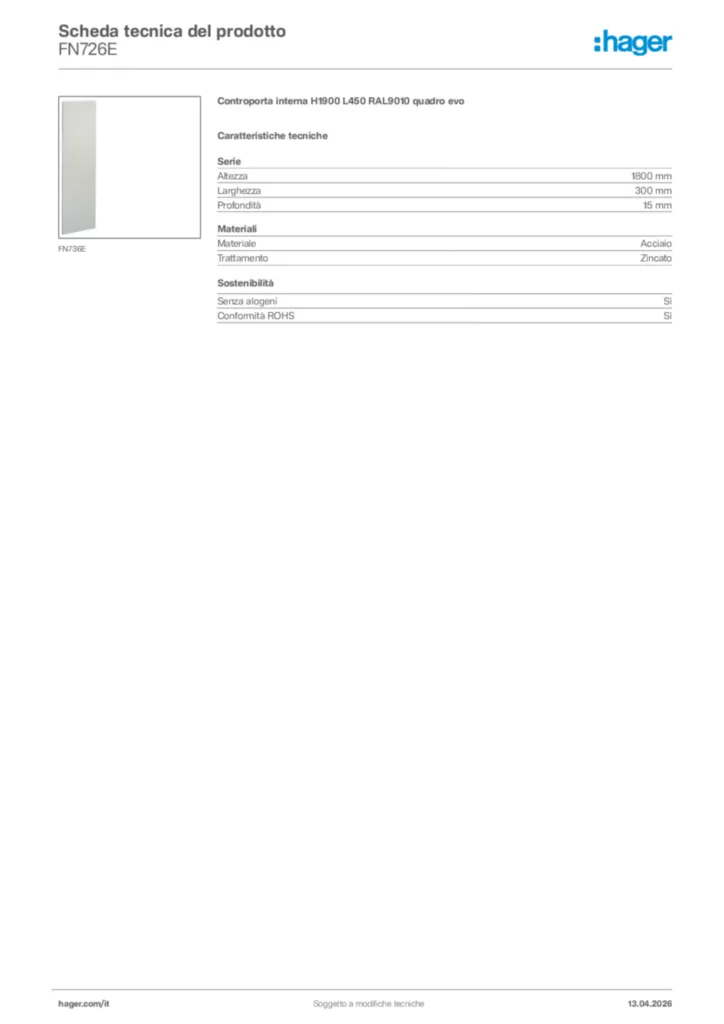 Immagine Hager Scheda tecnica del prodotto FN726E | Hager Italia