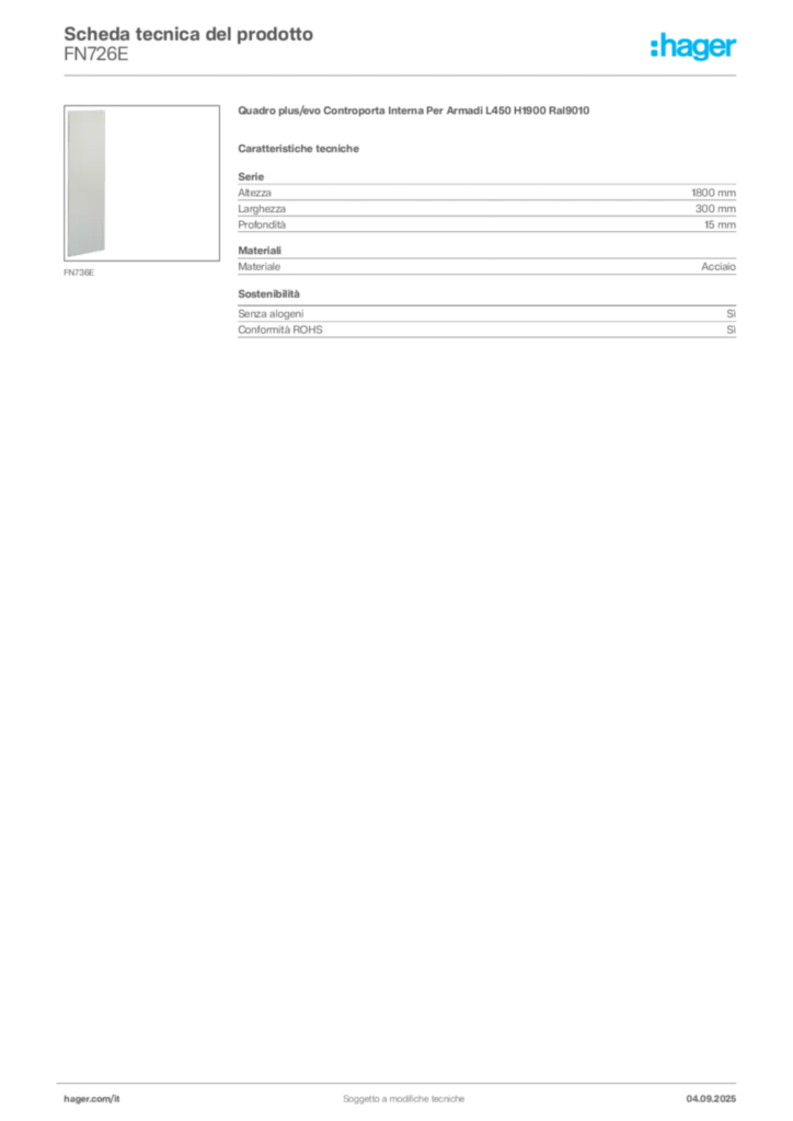 Immagine Hager Scheda tecnica del prodotto FN726E | Hager Italia