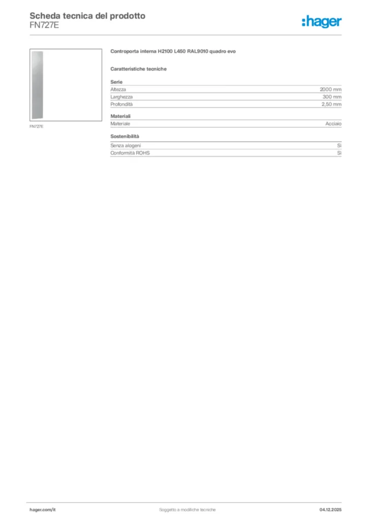 Immagine Hager Scheda tecnica del prodotto FN727E | Hager Italia