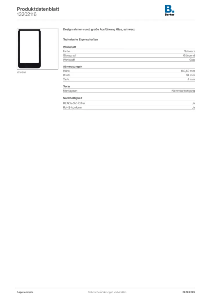 Berker Produktdatenblatt 13202116