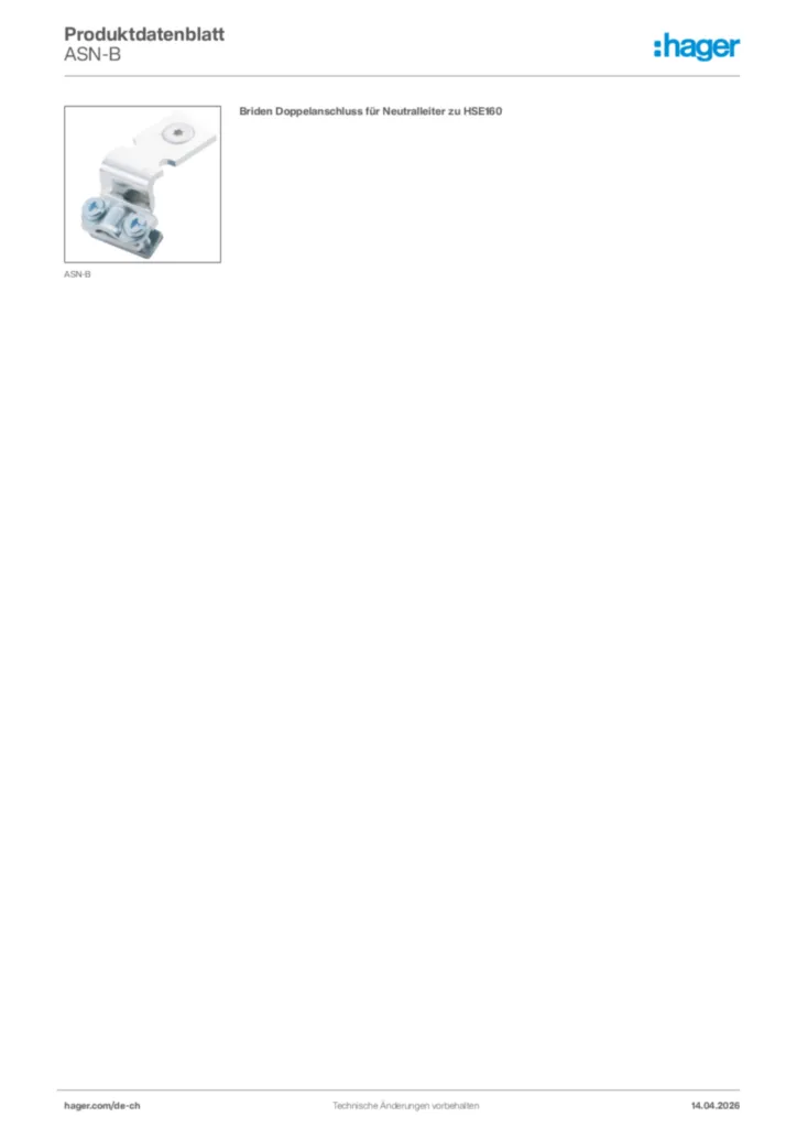 Bild Hager Produktdatenblatt ASN-B | Hager Schweiz