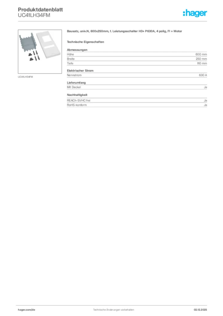 Hager Produktdatenblatt UC41LH34FM