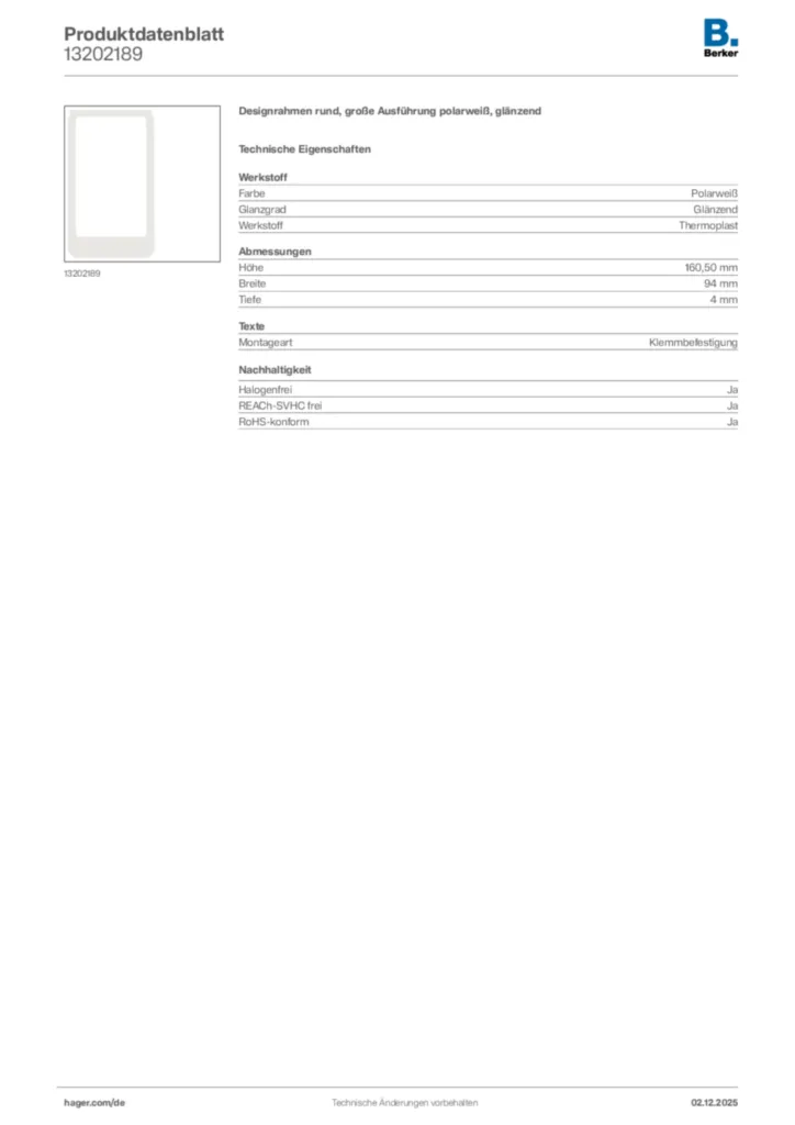 Berker Produktdatenblatt 13202189