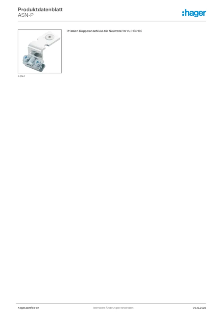 Bild Hager Produktdatenblatt ASN-P | Hager Schweiz
