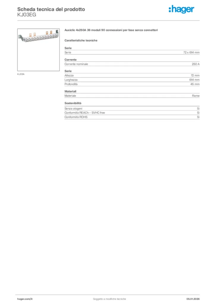 Immagine Hager Scheda tecnica del prodotto KJ03EG | Hager Italia
