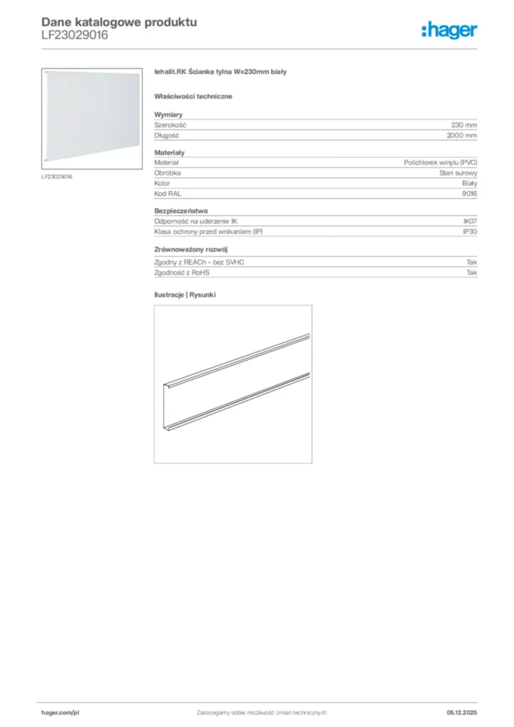 Zdjęcie Hager Dane katalogowe produktu LF23029016 | Hager Polska