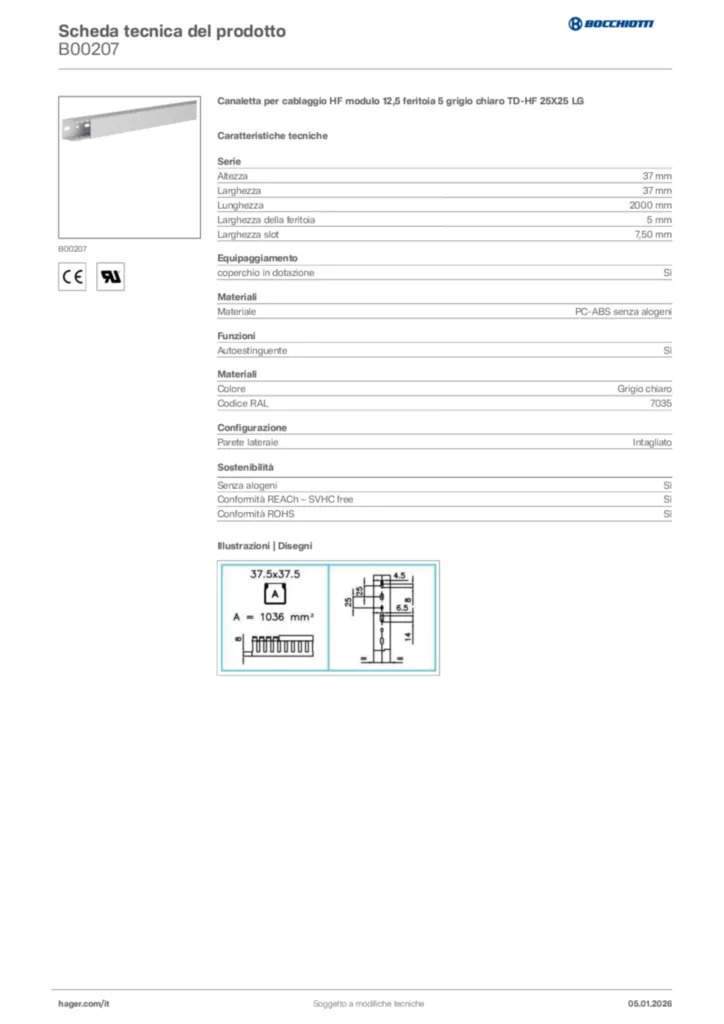 Immagine Bocchiotti Scheda tecnica del prodotto B00207 | Hager Italia