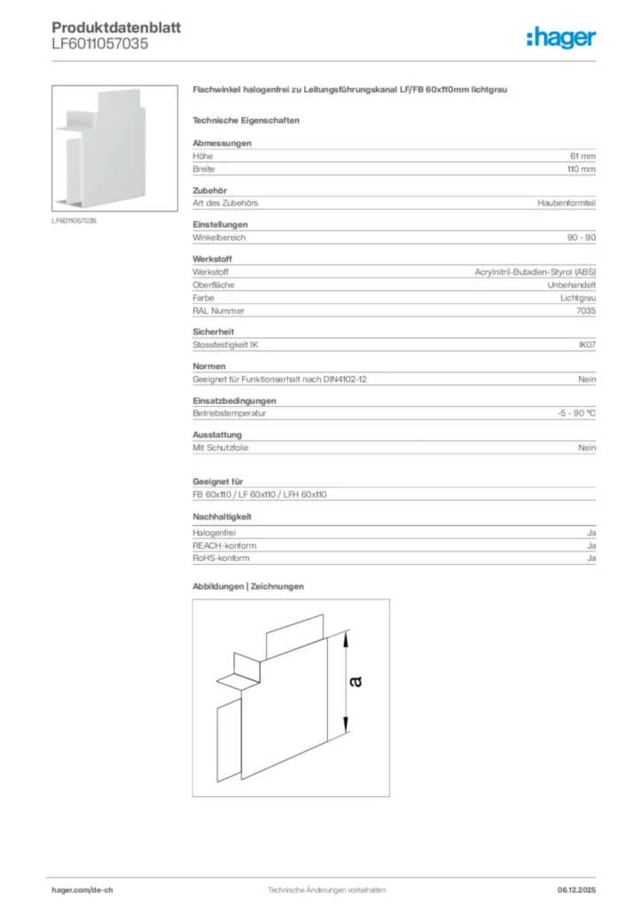 Bild Hager Produktdatenblatt LF6011057035 | Hager Schweiz
