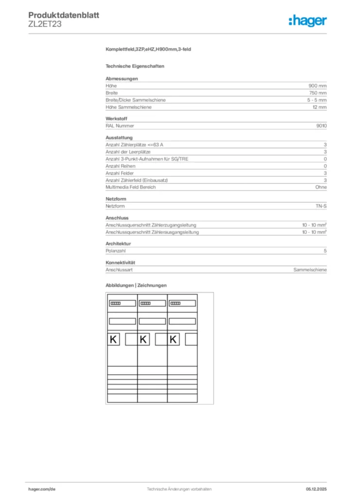 Bild Hager Produktdatenblatt ZL2ET23 | Hager Deutschland