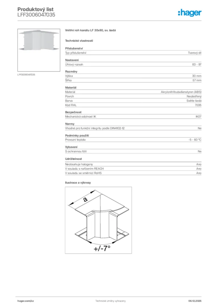Obrázek Hager Produktový list LFF3006047035 | Hager