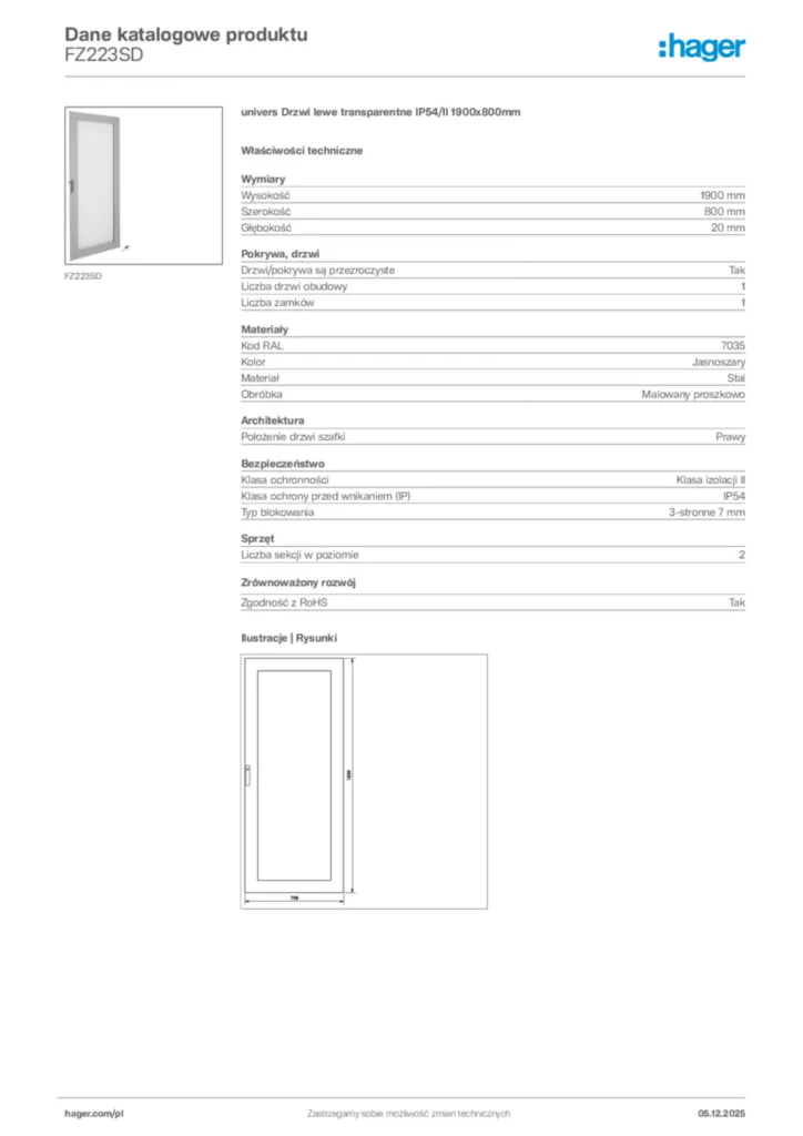 Zdjęcie Hager Karta katalogowa FZ223SD | Hager Polska