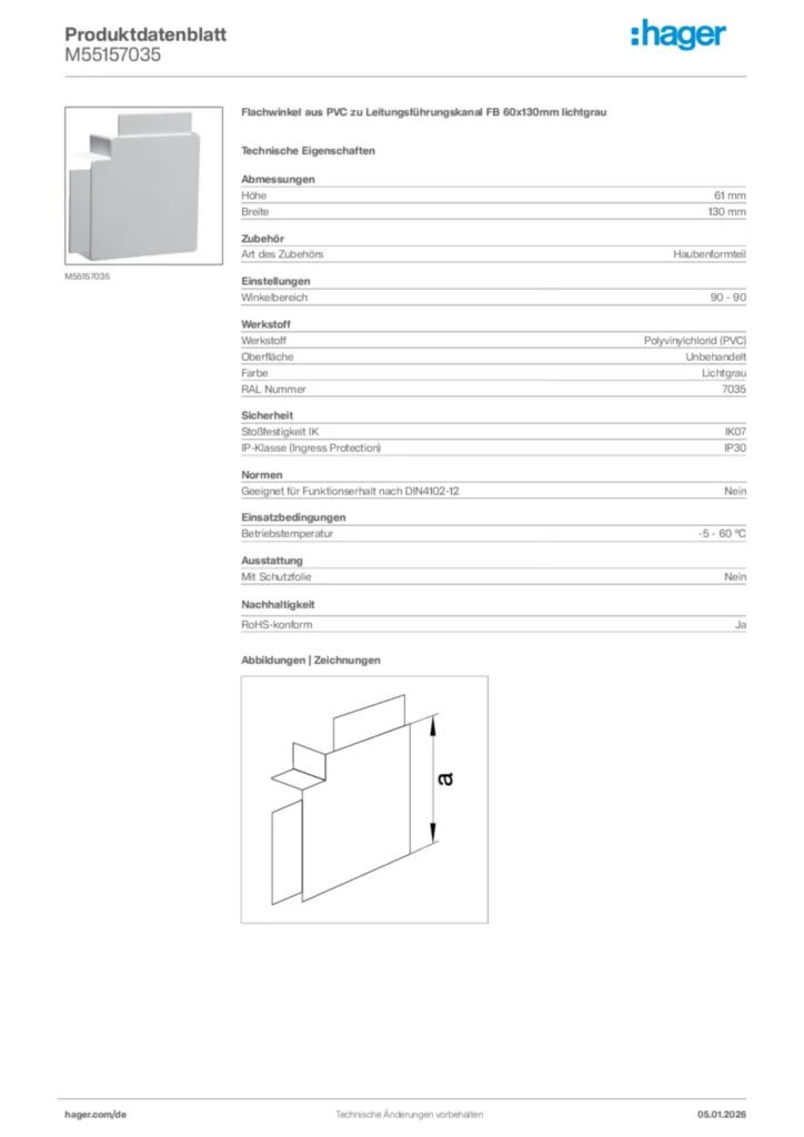 Bild Hager Produktdatenblatt M55157035 | Hager Deutschland
