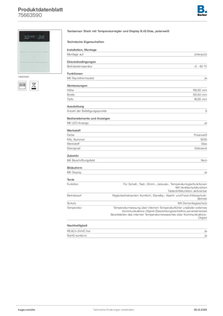 Berker Produktdatenblatt 75663590